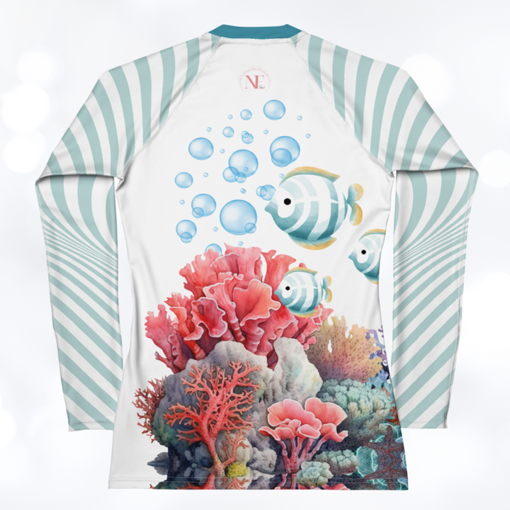 Ocean 'teal stripes' Women's Rash Guard