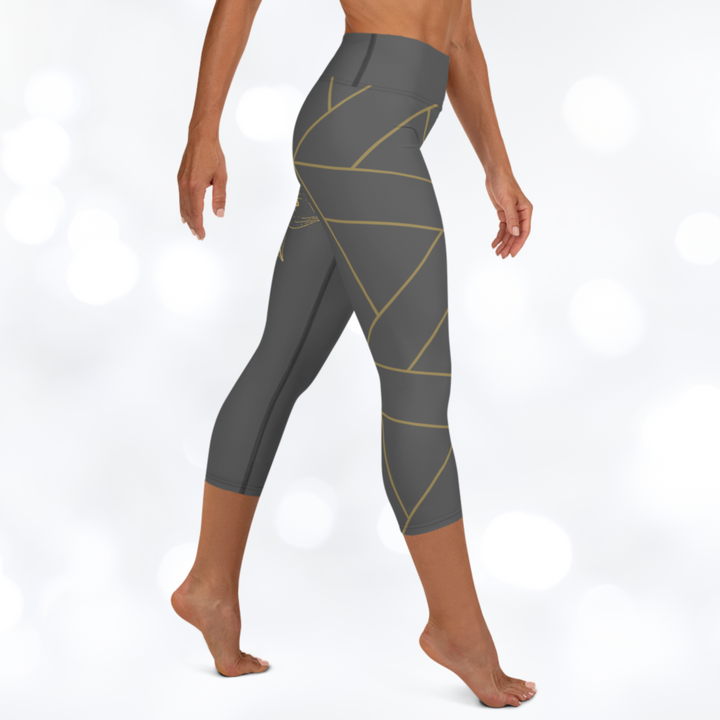 Golden Flower II Yoga Capri Leggings