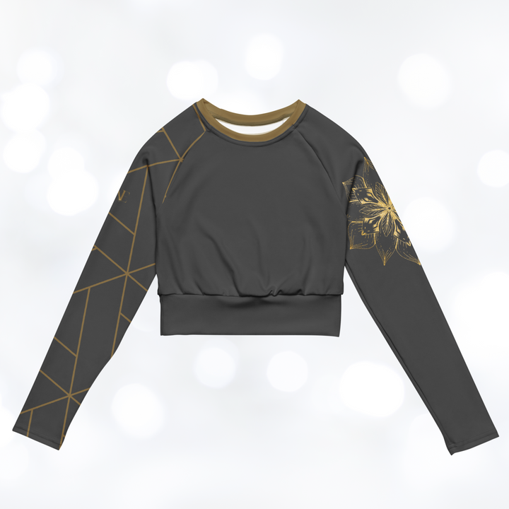 Golden Flower II long-sleeve Crop Top