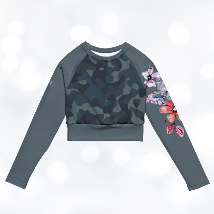 Camouflage Flower long-sleeve Crop Top