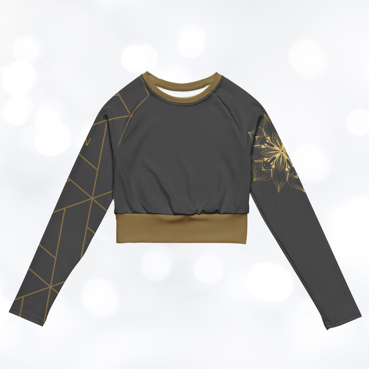 Golden Flower long-sleeve Crop Top