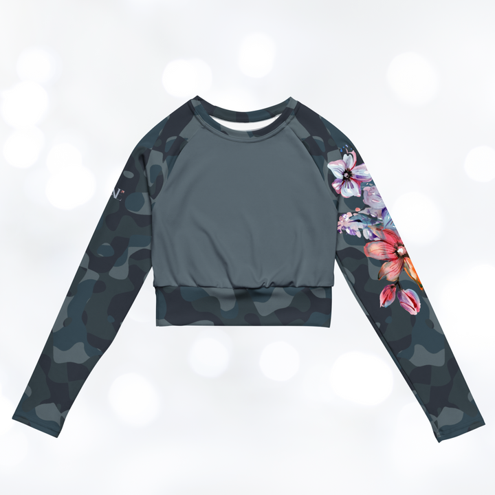 Camouflage Flower II long-sleeve Crop Top