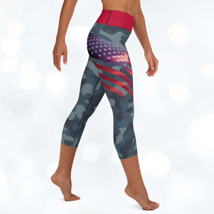 American Flag Camouflage Yoga Capri Leggings