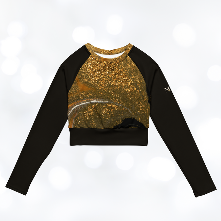 Gold Marble II long-sleeve Crop Top