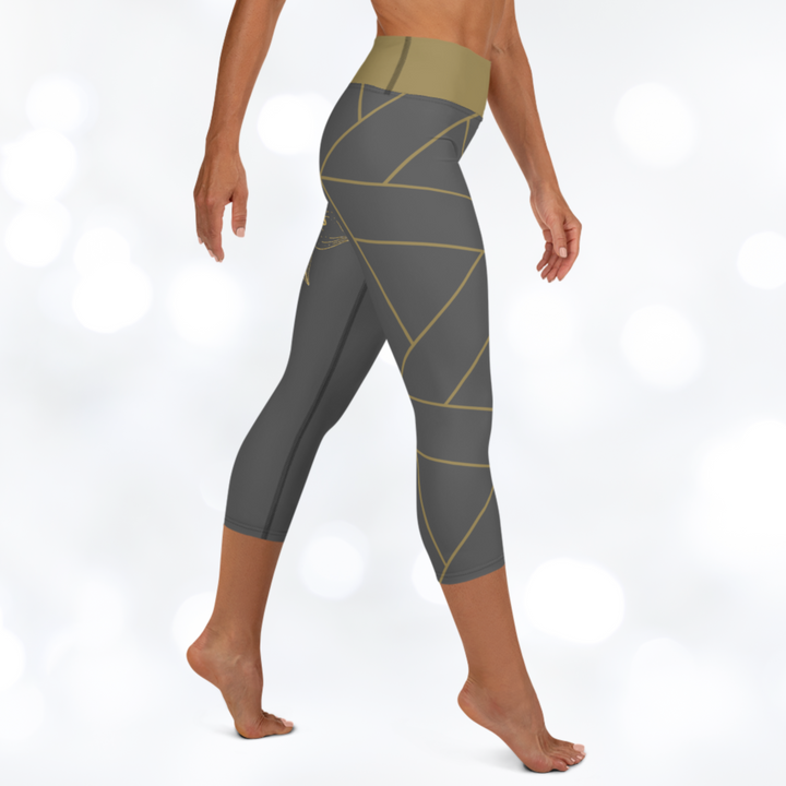 Golden FLower Yoga Capri Leggings