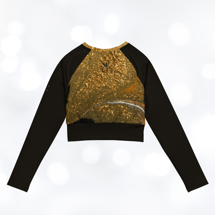 Gold Marble II long-sleeve Crop Top