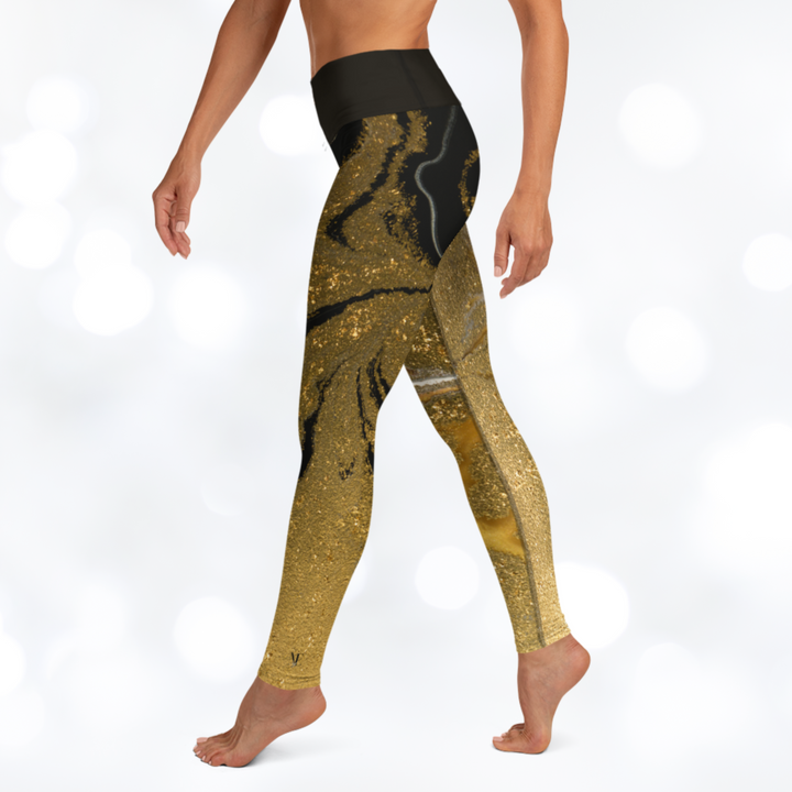 Gold Marble Yoga Leggings