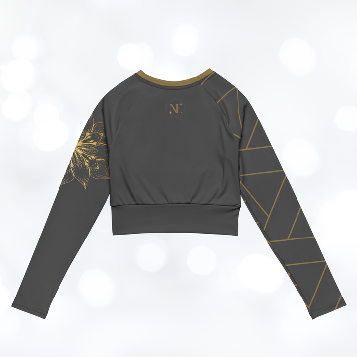 Golden Flower II long-sleeve Crop Top