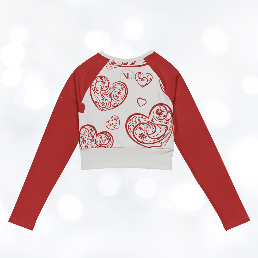 Hearts II long-sleeve Crop Top