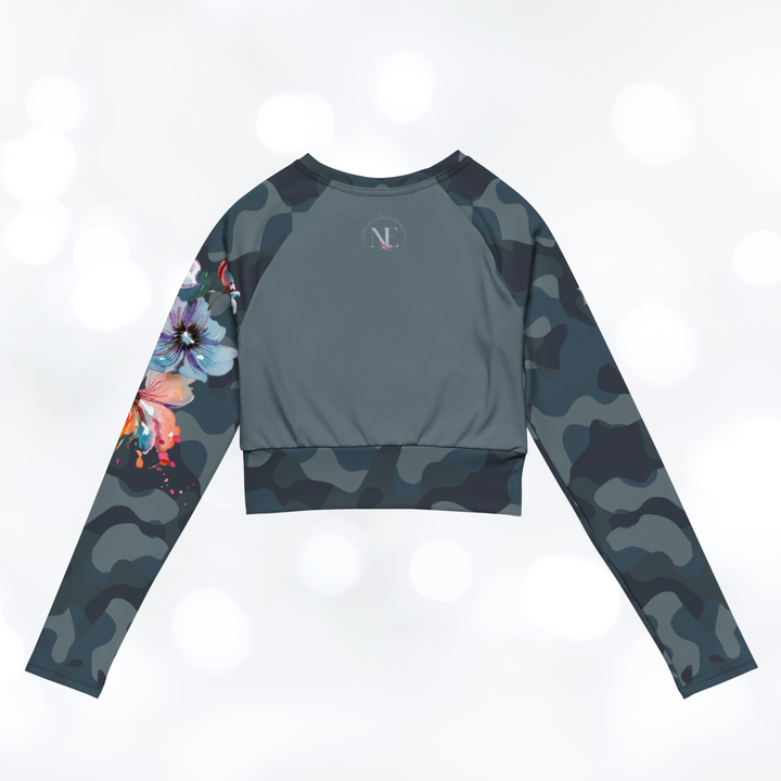 Camouflage Flower II long-sleeve Crop Top