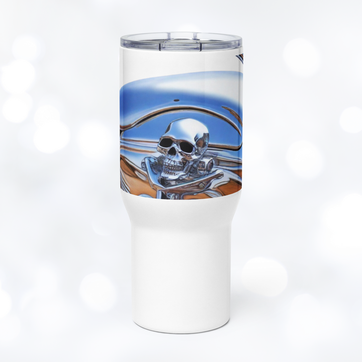 MOTORCYCLE AND SKULL Tumbler with Handle