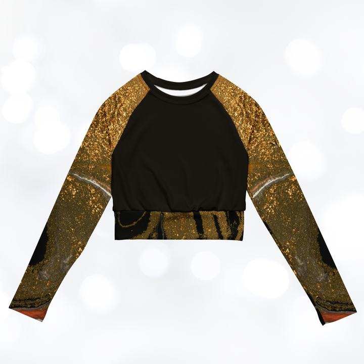 Gold Marble long-sleeve Crop Top