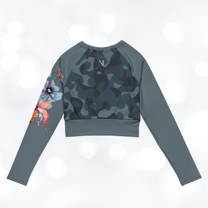 Camouflage Flower long-sleeve Crop Top