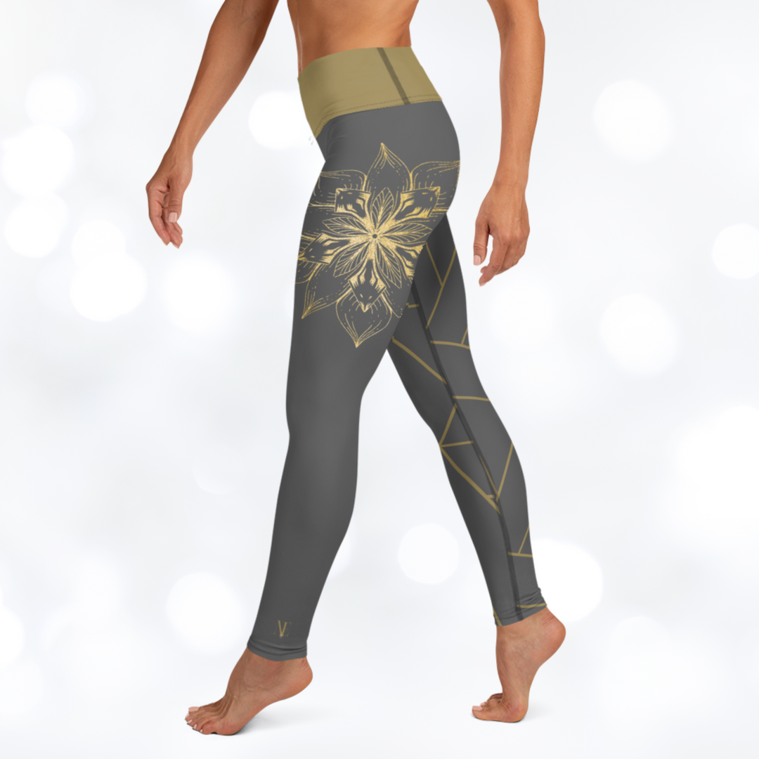 Golden Flower Yoga Leggings