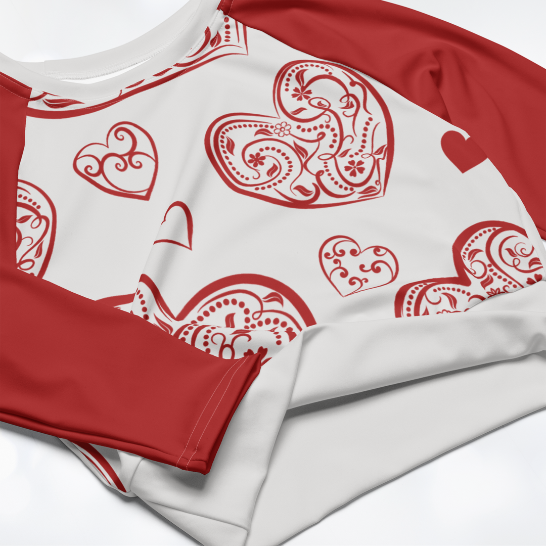 Hearts II long-sleeve Crop Top