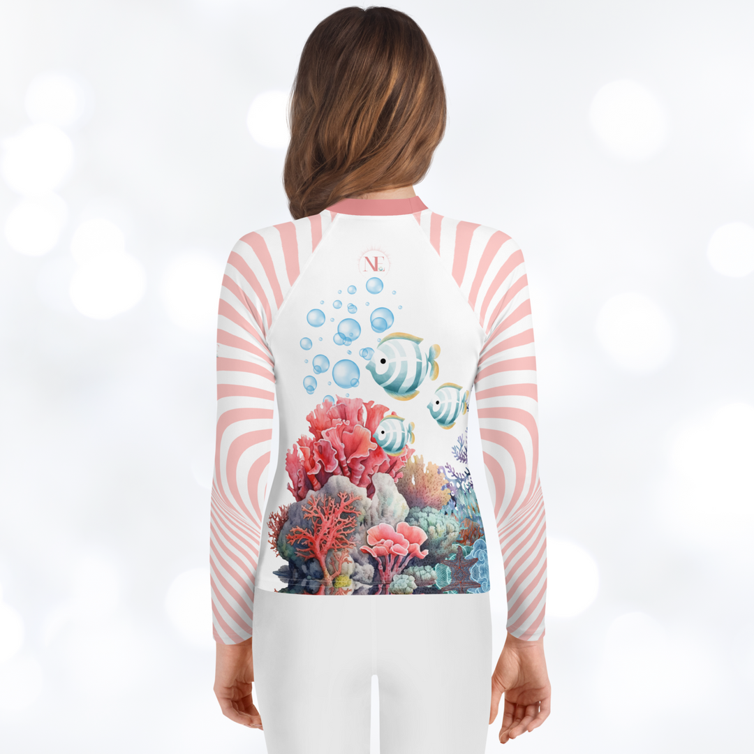 Ocean 'coral stripes' Youth Rash Guard