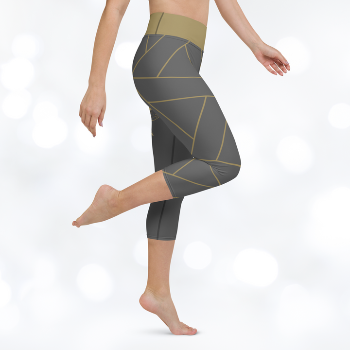 Golden FLower Yoga Capri Leggings