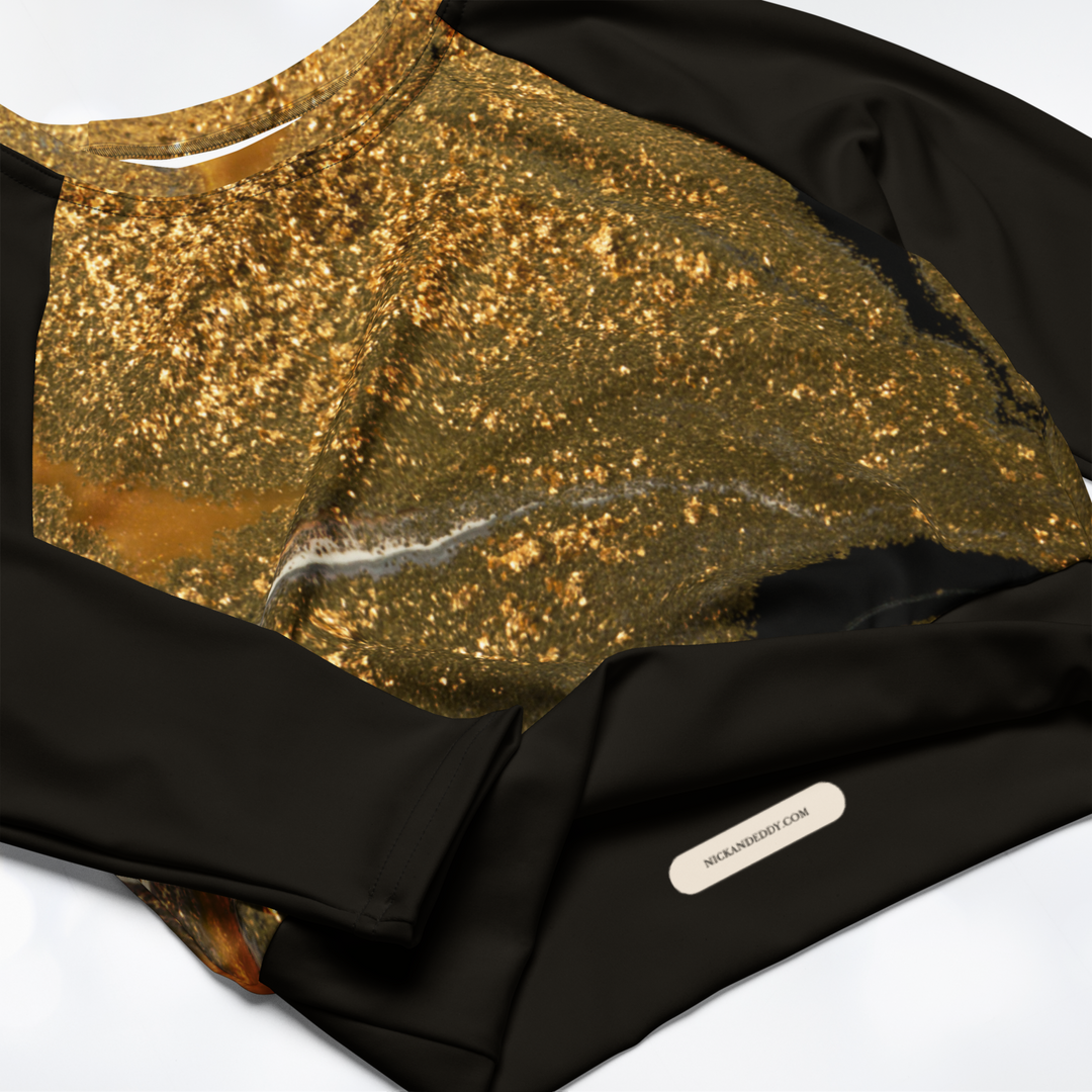 Gold Marble II long-sleeve Crop Top