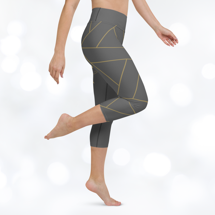 Golden Flower II Yoga Capri Leggings