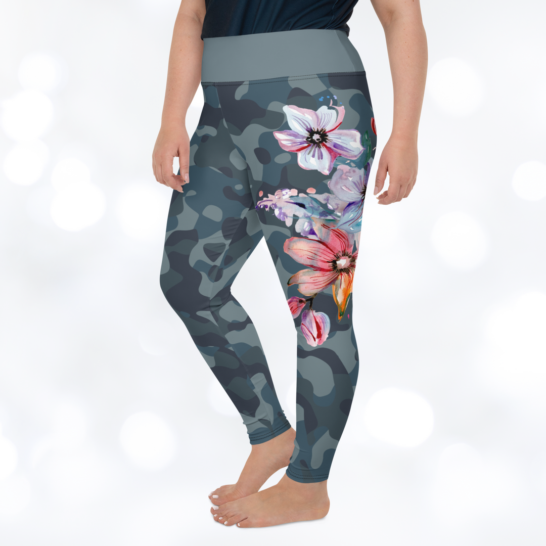 CAMOUFLAGE FLOWER Plus Size Leggings