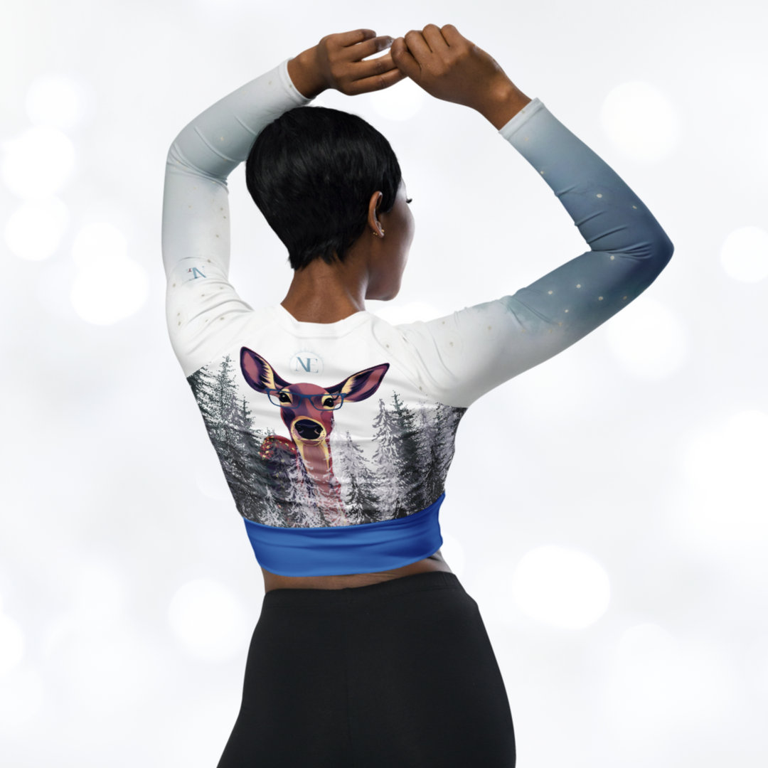 Deer 'Stay Wild' long-sleeve Crop Top