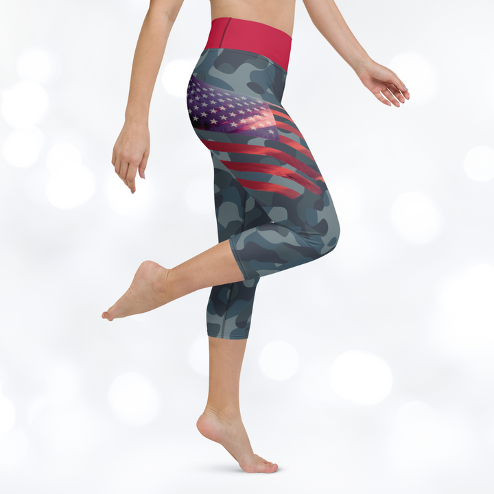 American Flag Camouflage Yoga Capri Leggings