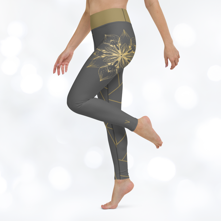 Golden Flower Yoga Leggings