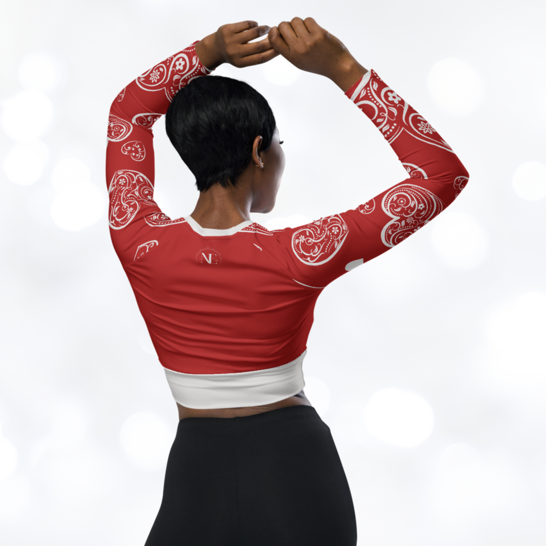 Hearts long-sleeve Crop Top