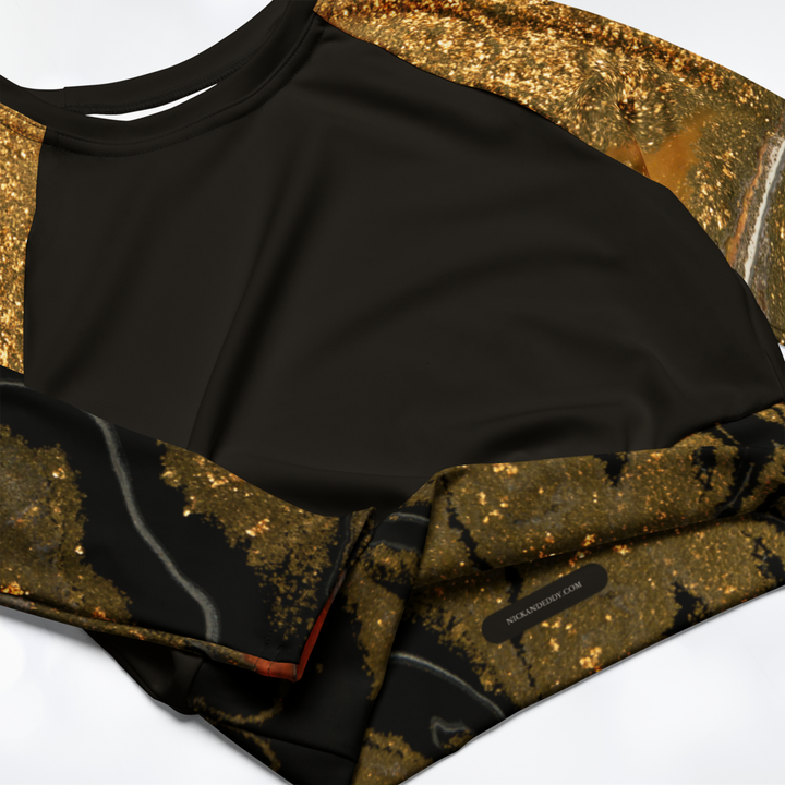 Gold Marble long-sleeve Crop Top