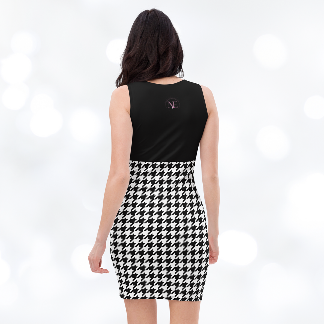 Bloom Houndstooth Bodycon Dress