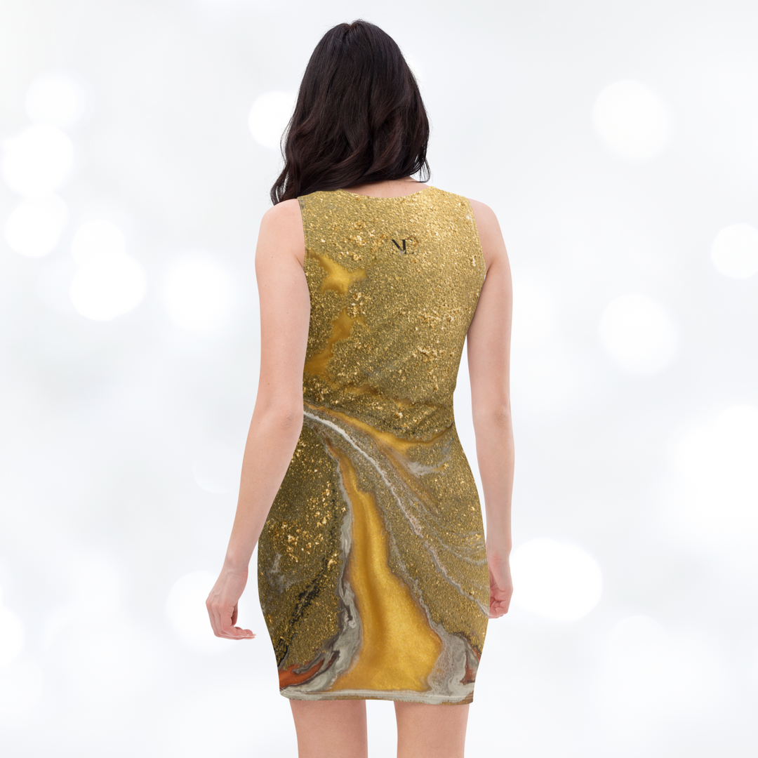 Gold Marble Bodycon Dress