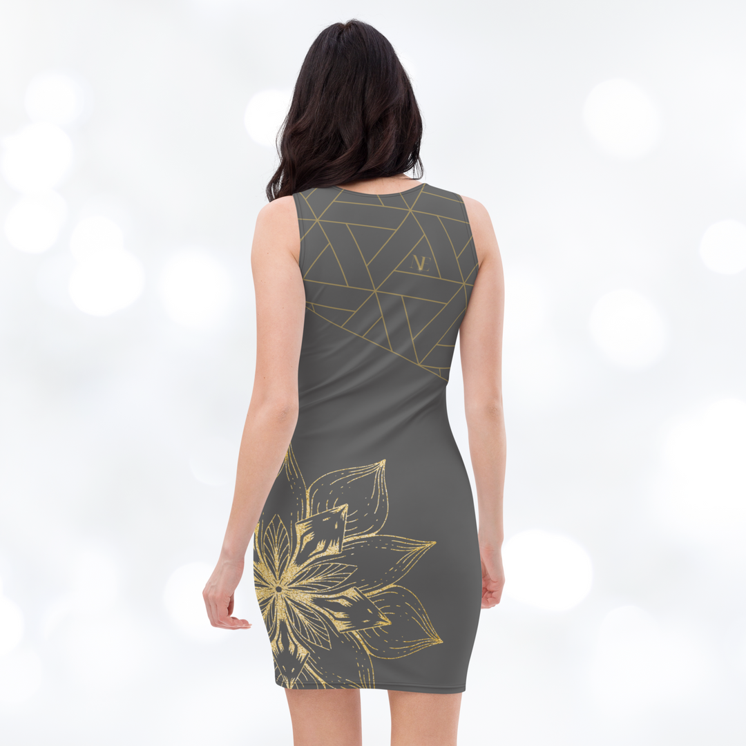 Golden Flower Bodycon Dress