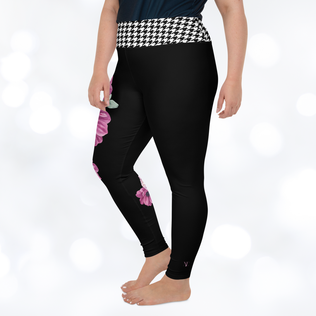 BLOOM HOUNDSTOOTH Plus Size Leggings