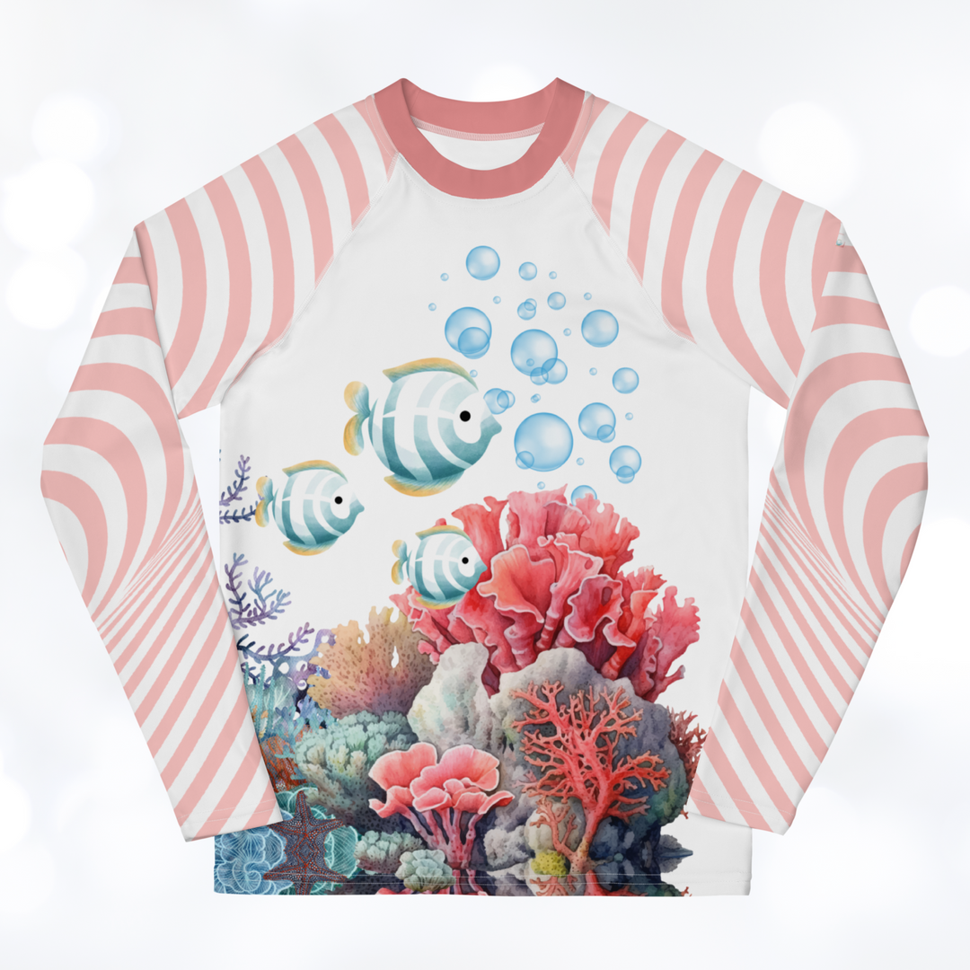 Ocean 'coral stripes' Youth Rash Guard