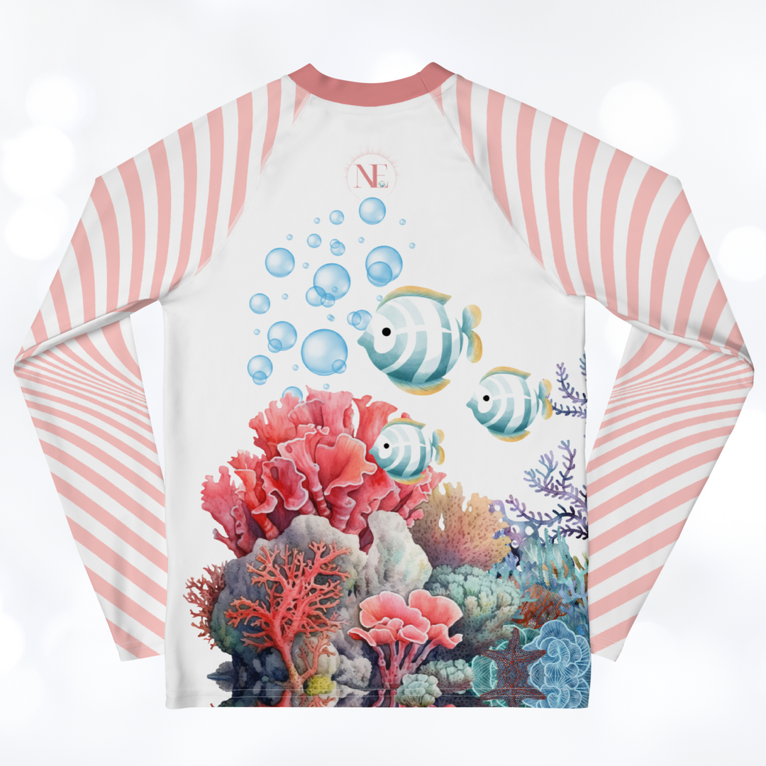 Ocean 'coral stripes' Youth Rash Guard