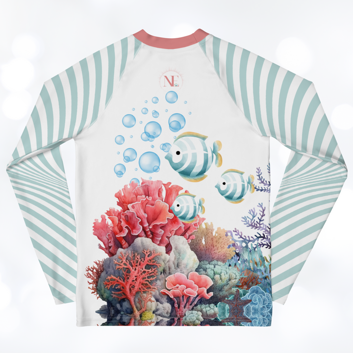 Ocean 'light-blue stripes' Youth Rash Guard