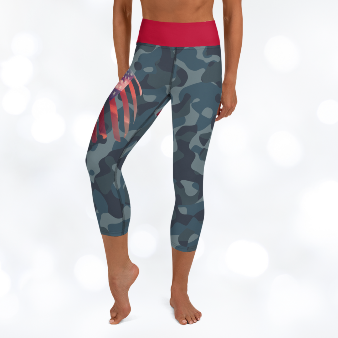 American Flag Camouflage Yoga Capri Leggings