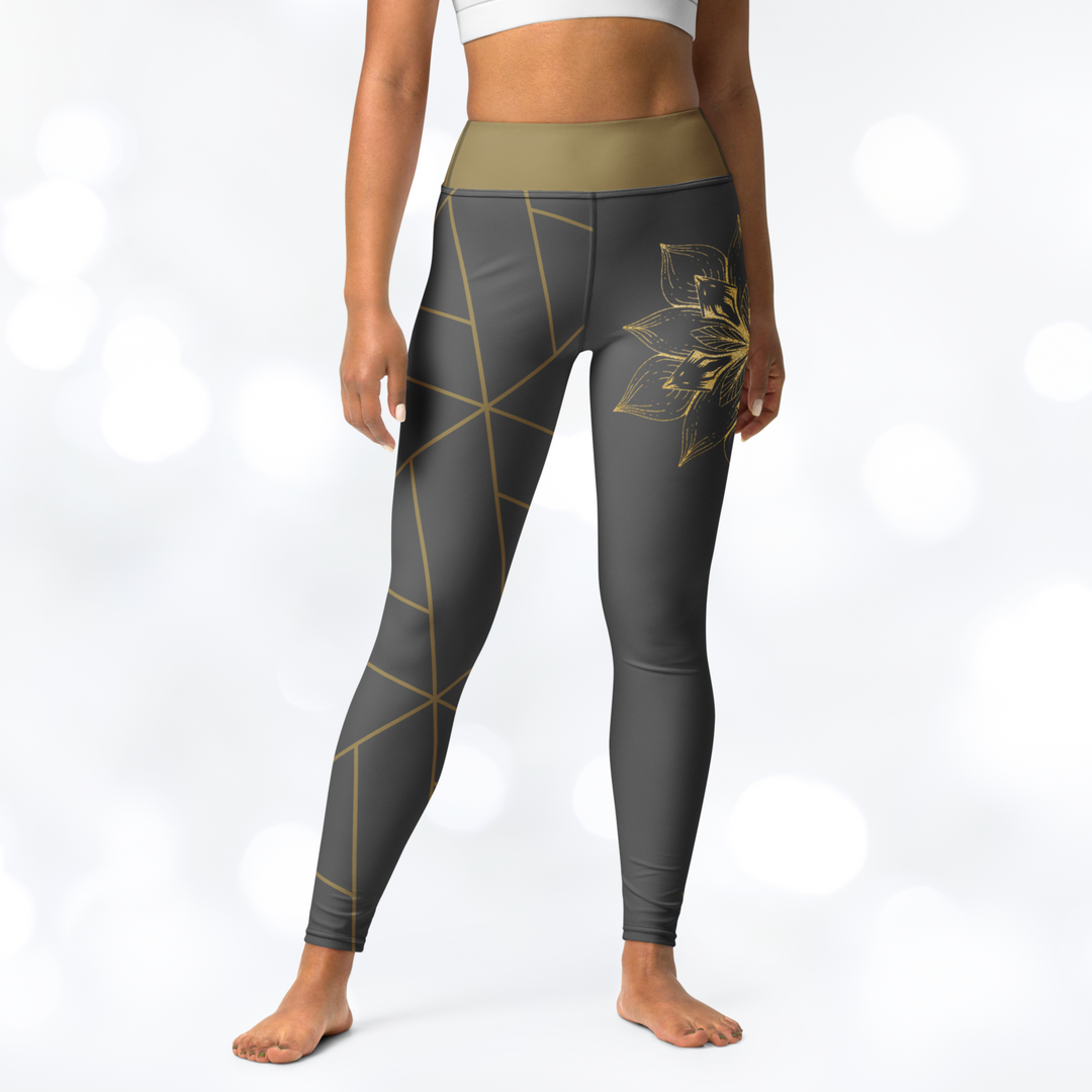 Golden Flower Yoga Leggings