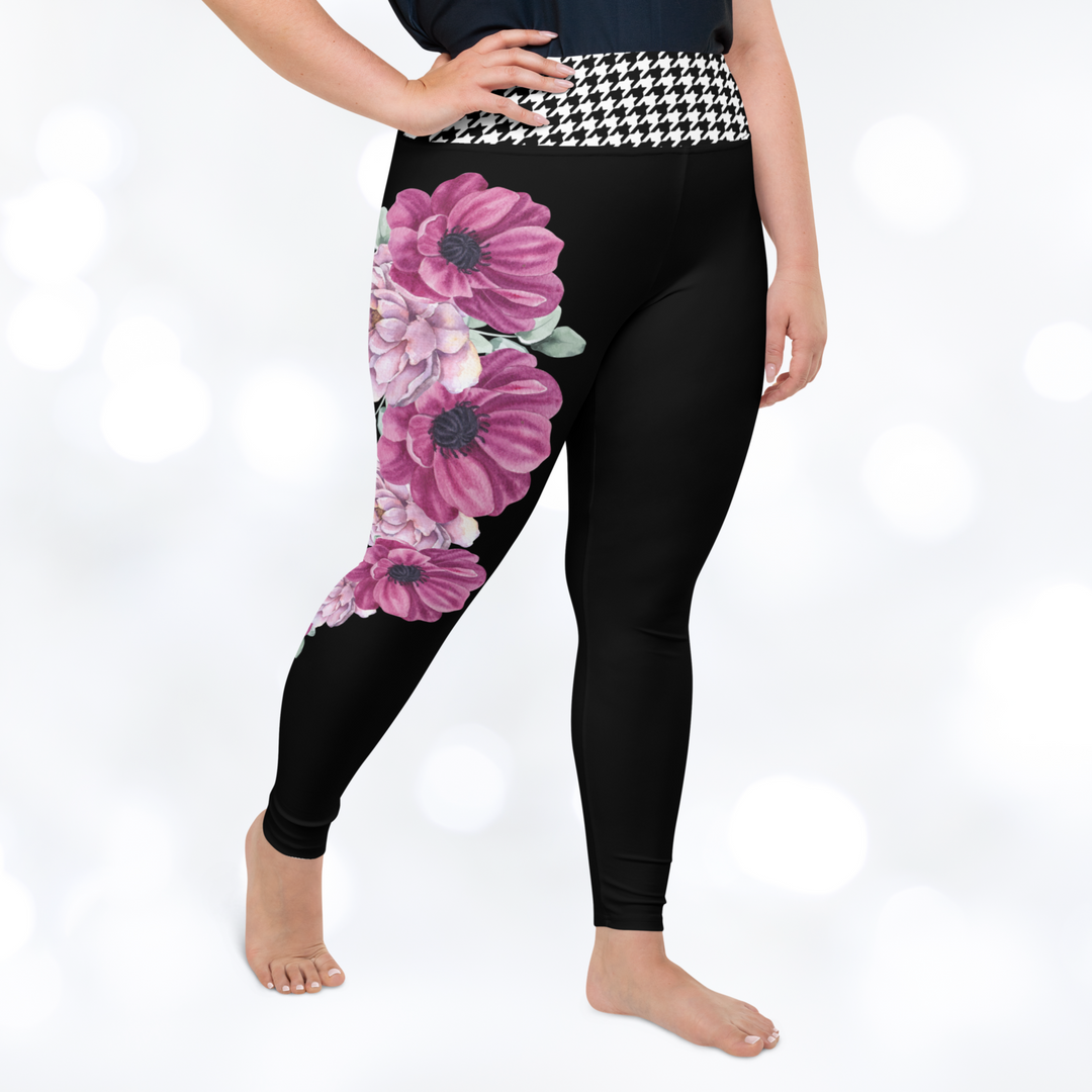 BLOOM HOUNDSTOOTH Plus Size Leggings