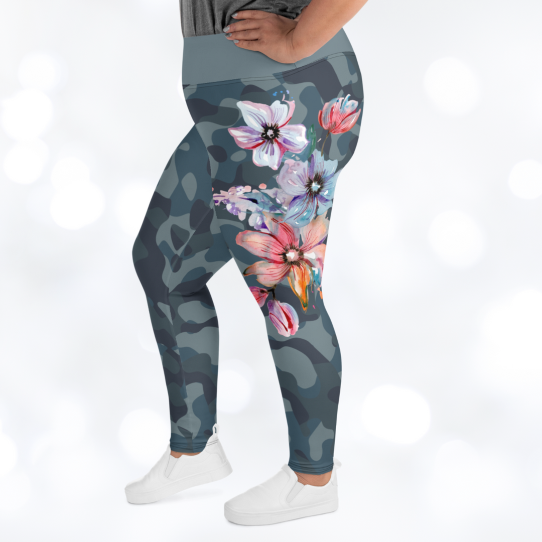 CAMOUFLAGE FLOWER Plus Size Leggings