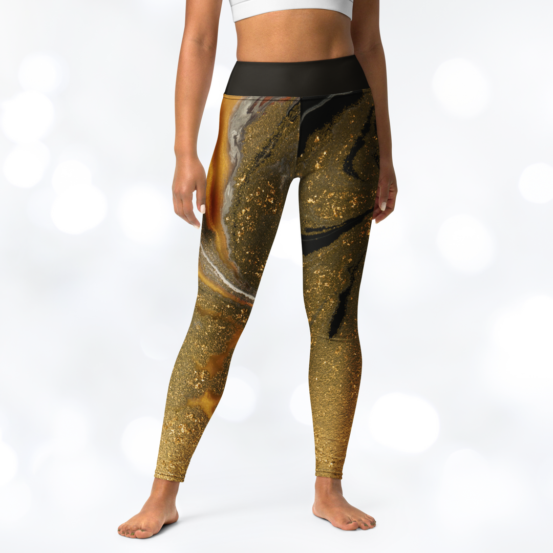 Gold Marble Yoga Leggings