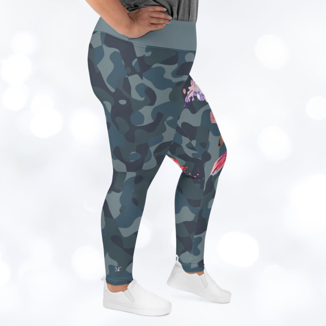 CAMOUFLAGE FLOWER Plus Size Leggings