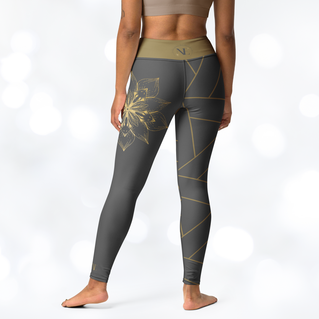 Golden Flower Yoga Leggings