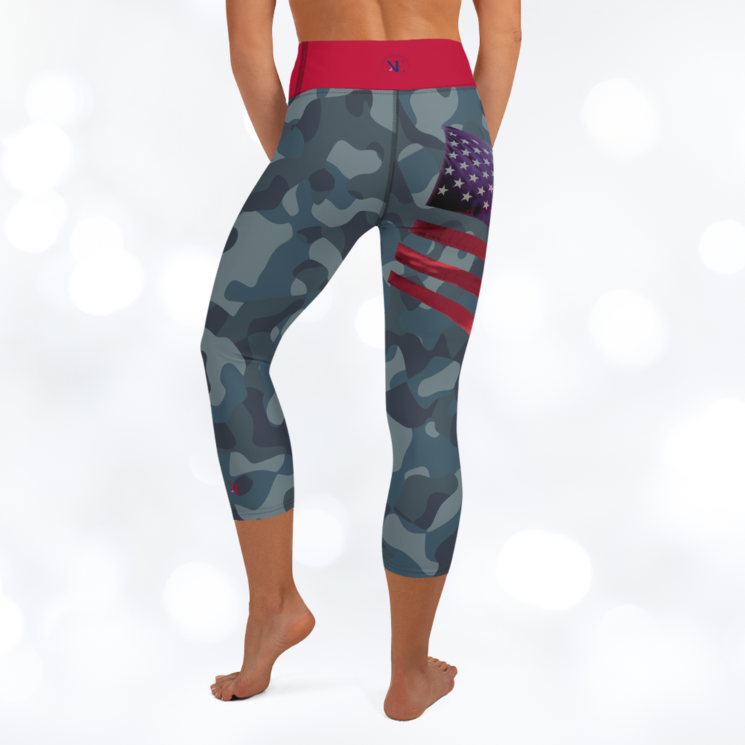 American Flag Camouflage Yoga Capri Leggings