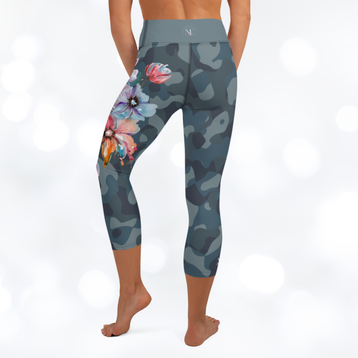 Camouflage Flower Yoga Capri Leggings