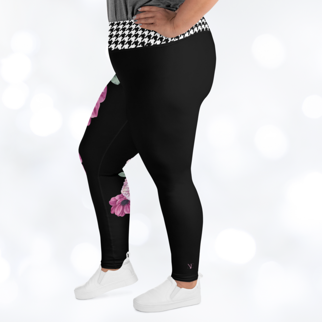 BLOOM HOUNDSTOOTH Plus Size Leggings