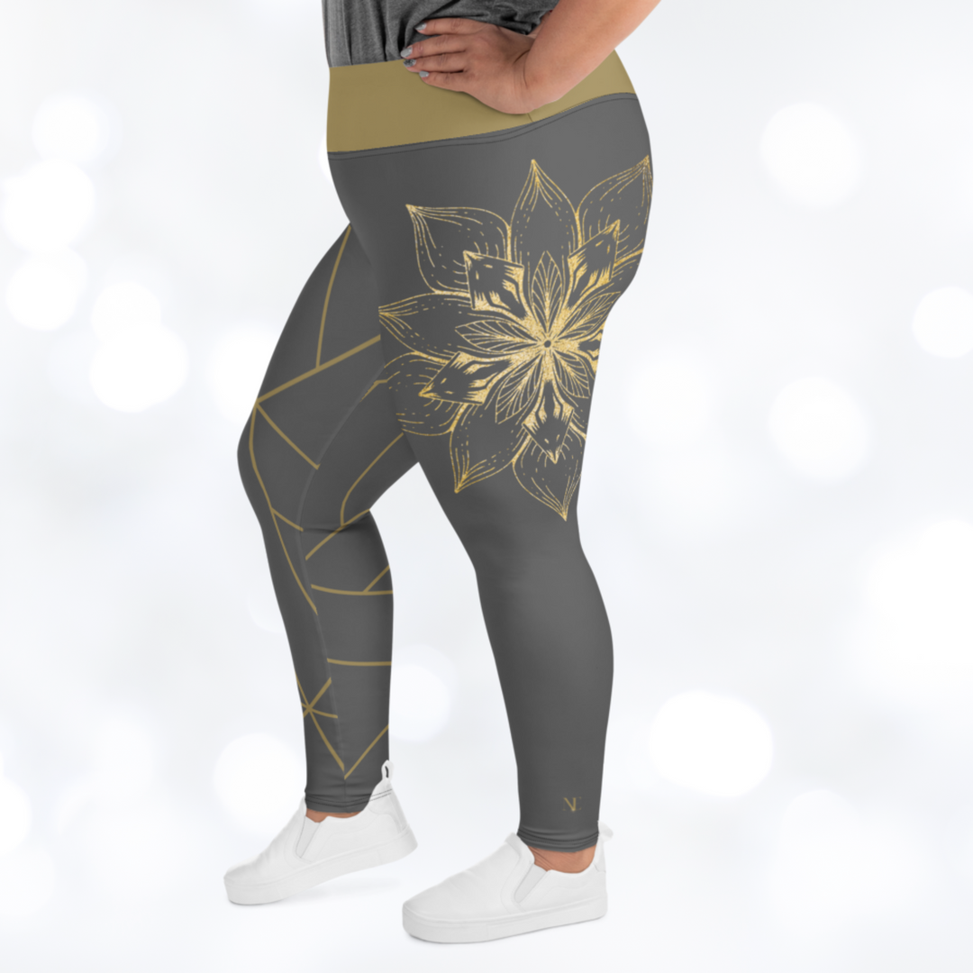 GOLDEN FLOWER Plus Size Leggings