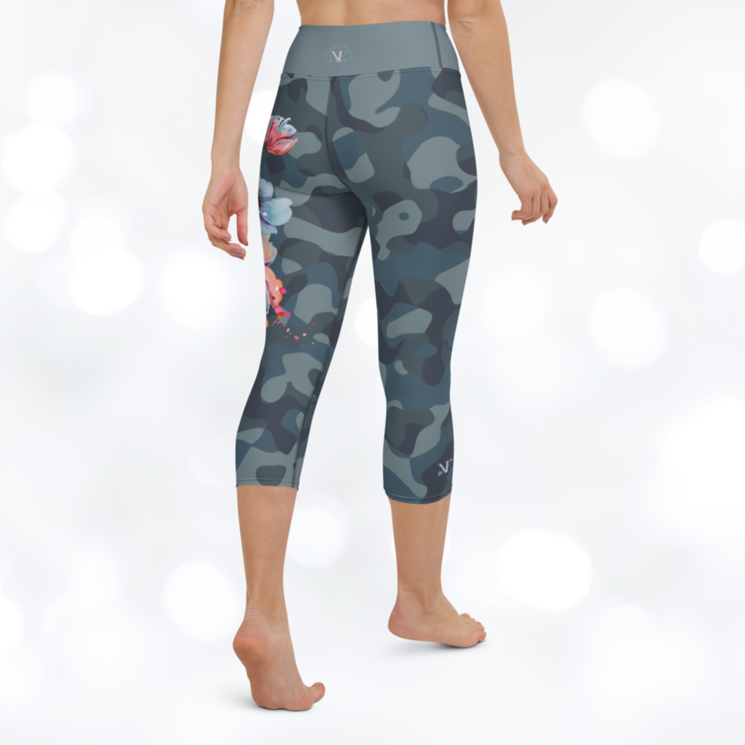 Camouflage Flower Yoga Capri Leggings