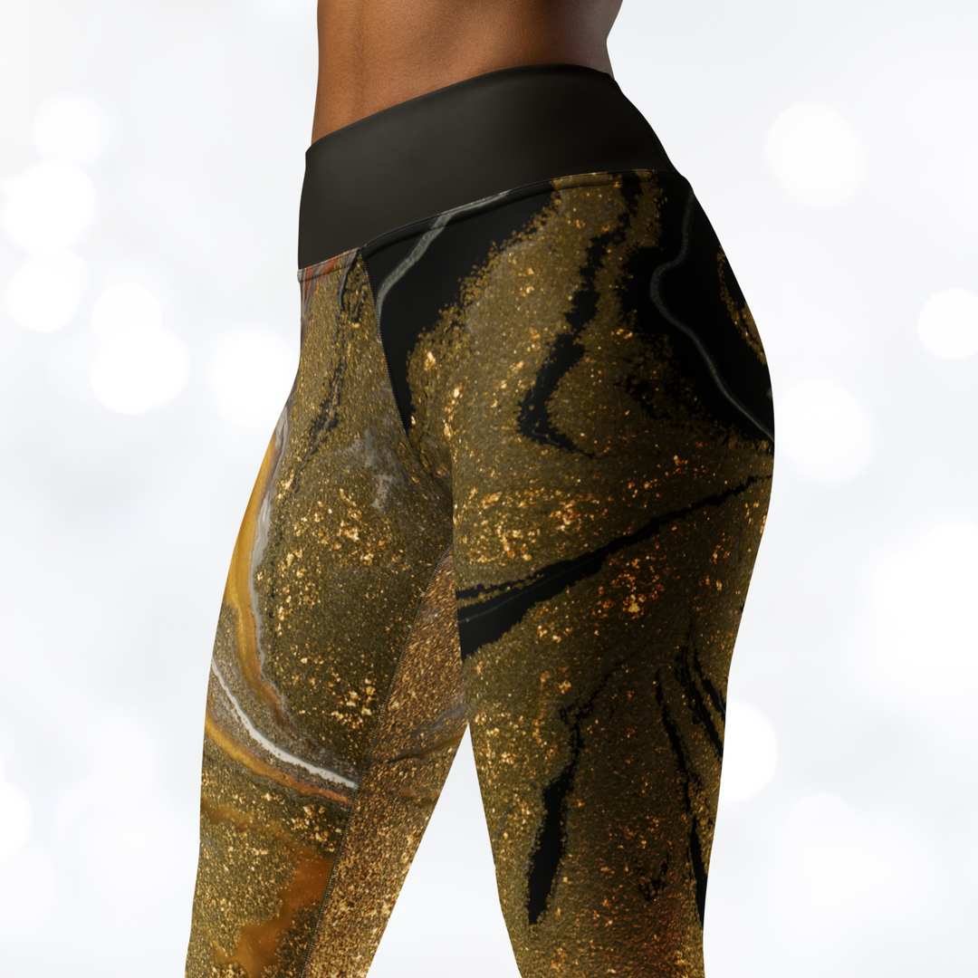 Gold Marble Yoga Leggings