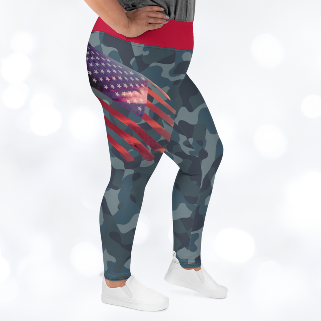 AMERICAN FLAG CAMOUFLAGE Plus Size Leggings